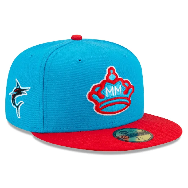 Skull Hat-New Era Miami Marlins City Connect 59FIFTY Fitted Hat-Blue/Red