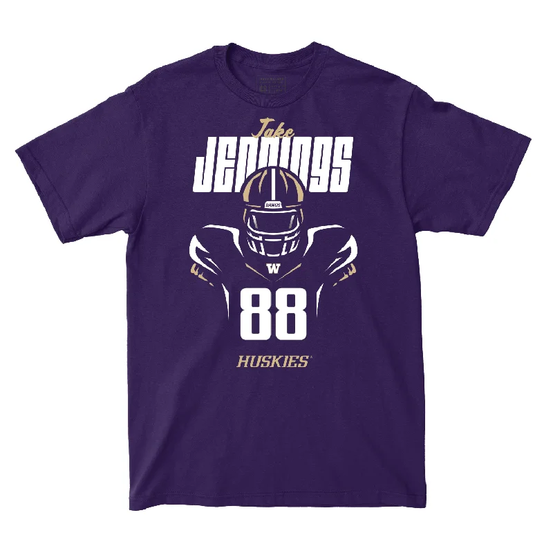 Printed T-Shirt-Football Silhouette Purple Tee - Jake Jennings