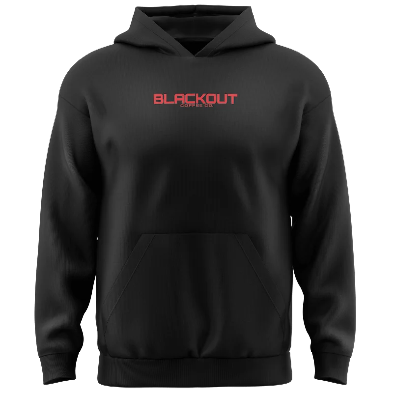 Glow In The Dark Hoodie-Hoodie Blackout Coffee Logo Red on Black