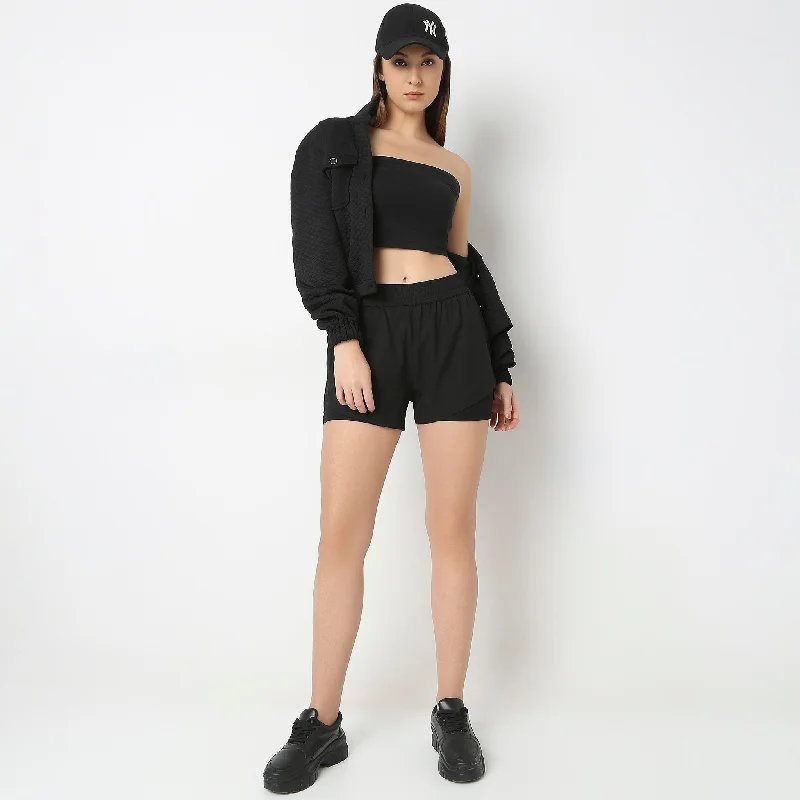 Hip Hop Shorts-Relaxed Fit Mid Rise Shorts