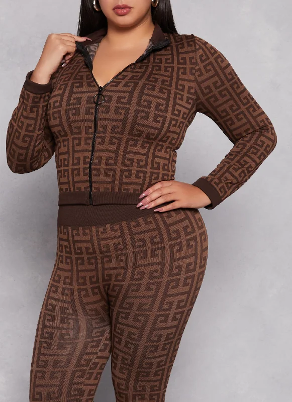 Music Band Jacket-Plus Size Printed Pattern Seamless Track Jacket