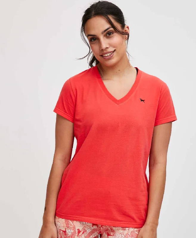 Skateboarding Shorts-Ladies Classic V-Neck Shortsleeve Tee