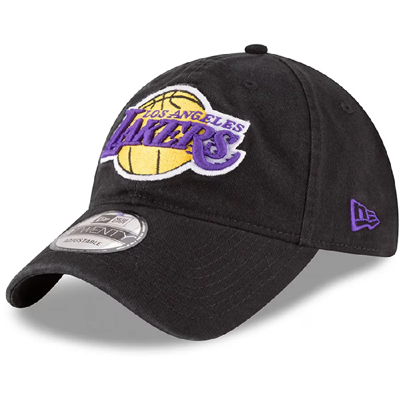 Striped Hat-New Era Los Angeles Lakers 2.0 Core Classic 9TWENTY Adjustable Hat-Black