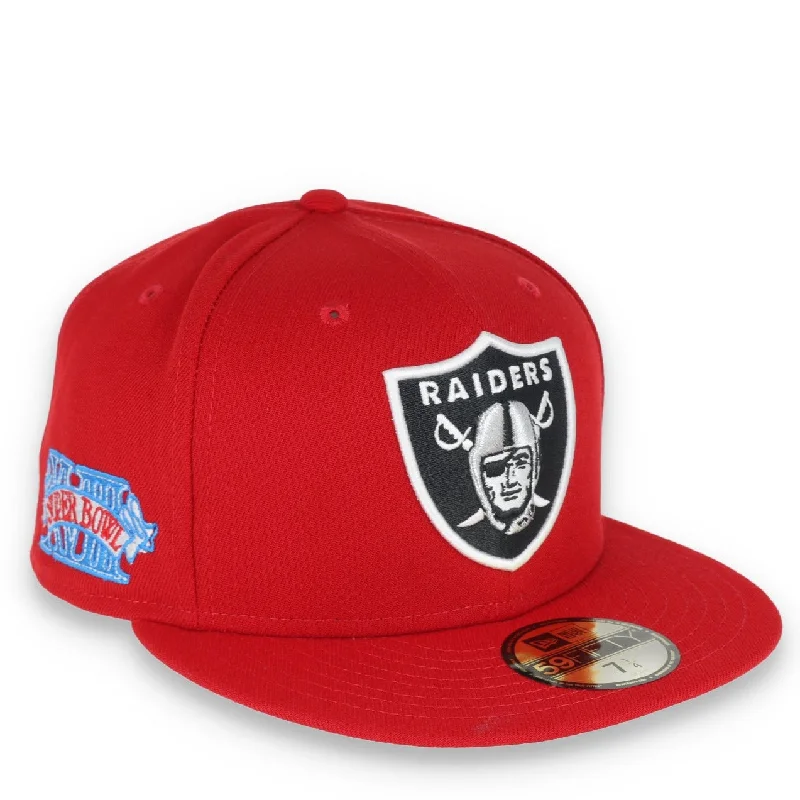 Grunge Hat-New Era Las Vegas Raiders Shield XVIII Side Patch 59FIFTY Fitted Hat-RED