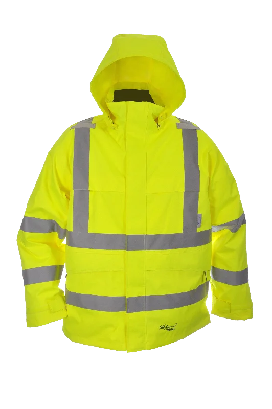 Cotton Jacket-Viking Men's Professional® Journeyman Hi-Vis Class 3 Waterproof Trilobal Hooded Jacket