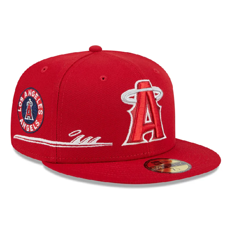 Color Block Hat-New Era Los Angeles Angels City Connect Icon 59FIFTY Fitted Hat - Red