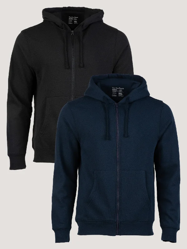 Superhero Hoodie-Zip-Up Hoodie Black + Dark Navy 2-Pack