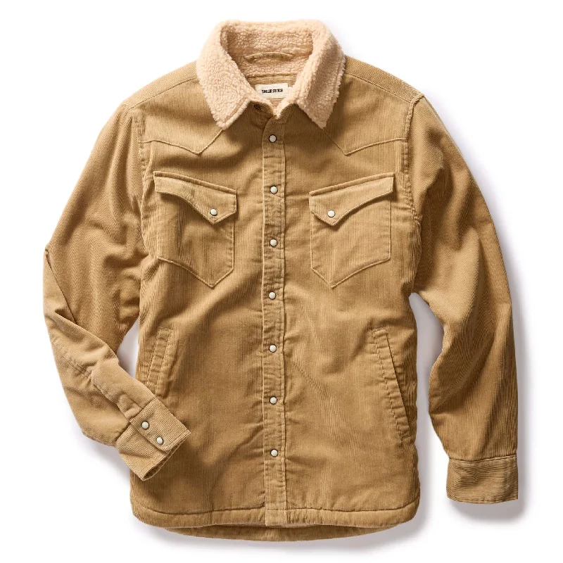 Running Jacket-The Western Shirt Jacket in Dark Khaki Corduroy