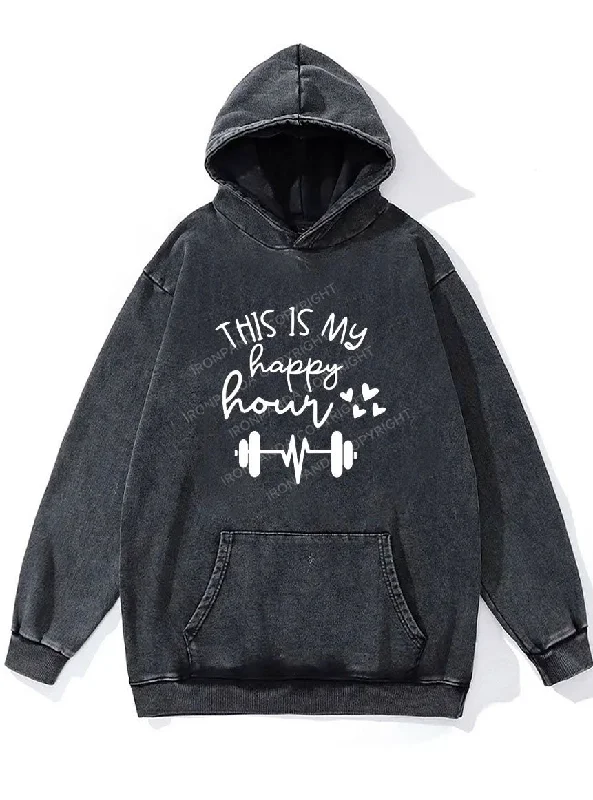 Tennis Hoodie-This Is My Happy Hour WASHED GYM HOODIE