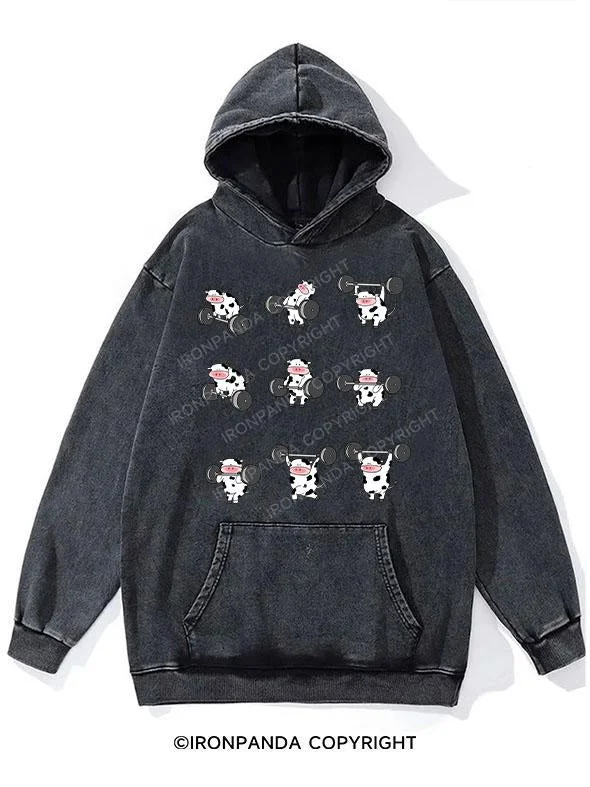 Checkered Hoodie-cow weightlifting WASHED GYM HOODIE