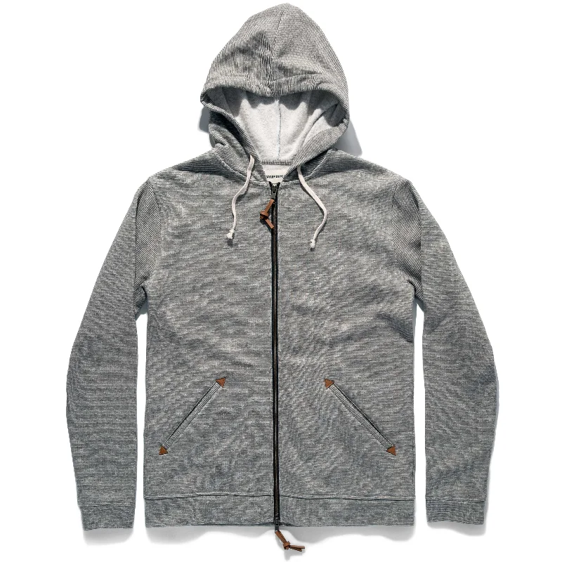 Concert Hoodie-The Après Hoodie in Olive Stripe Hemp Fleece