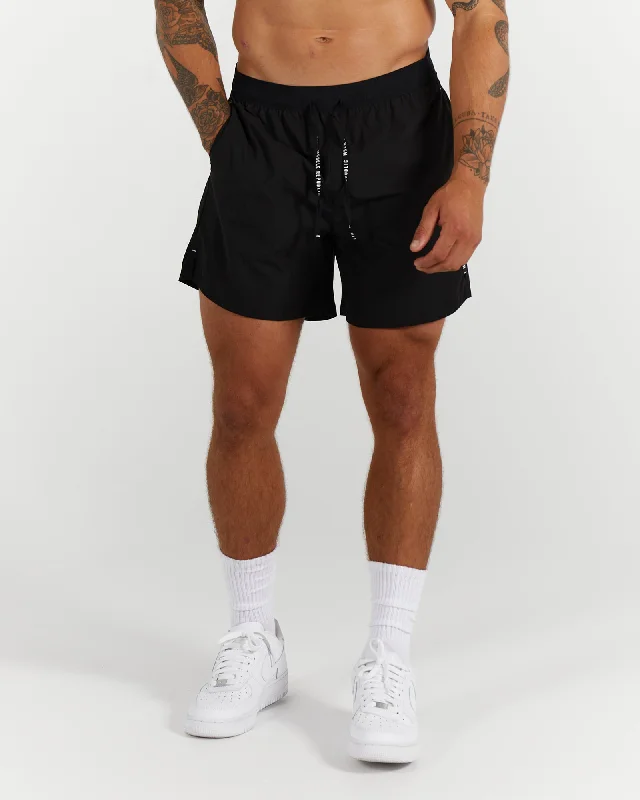 Button Shorts-COMPOUND SHORTS 5" - BLACK