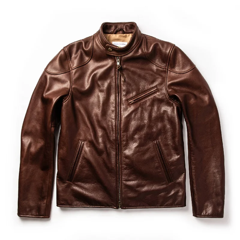 Down Jacket-The Band Collar Moto Jacket in Espresso Steerhide