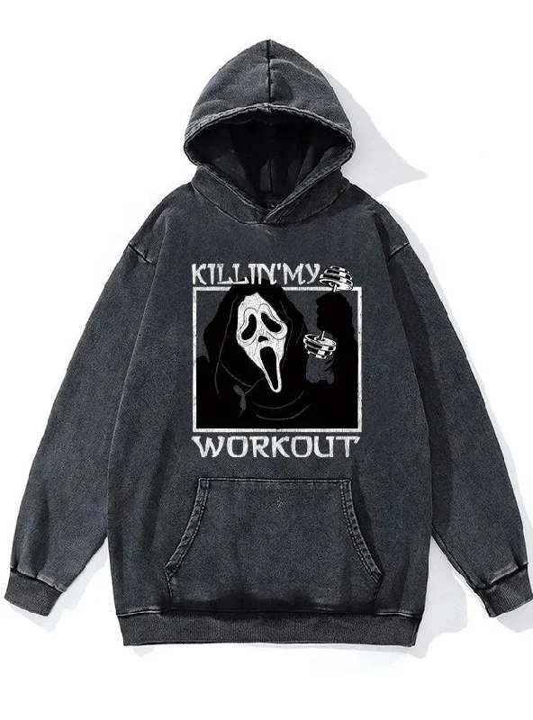 Baseball Hoodie-Killing My Workout Washed Gym Hoodie