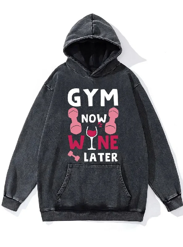 Thermal Hoodie-Gym Now Wine Later Washed Gym Hoodie