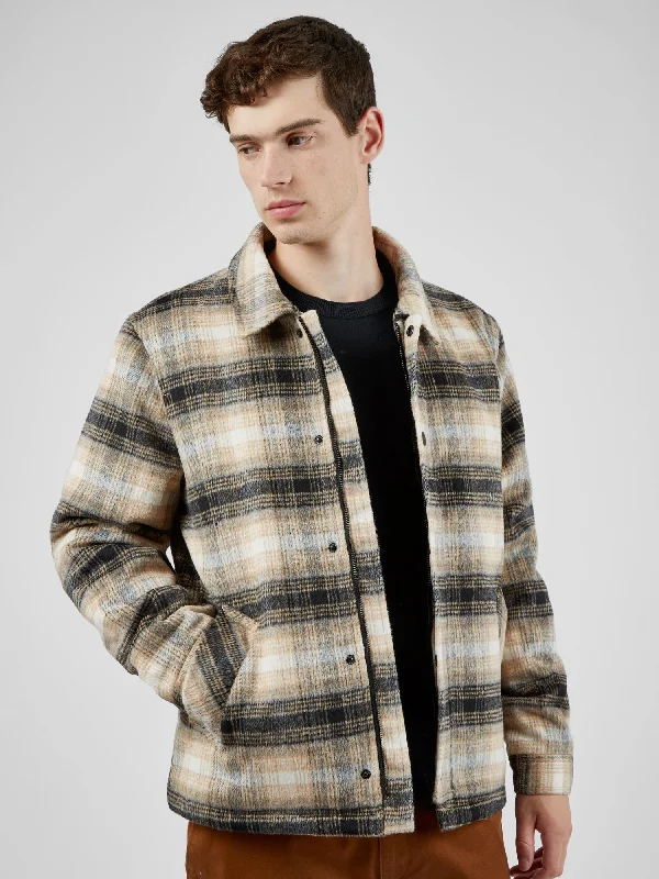 Baseball Jacket-Wool Blend Check Coach Jacket