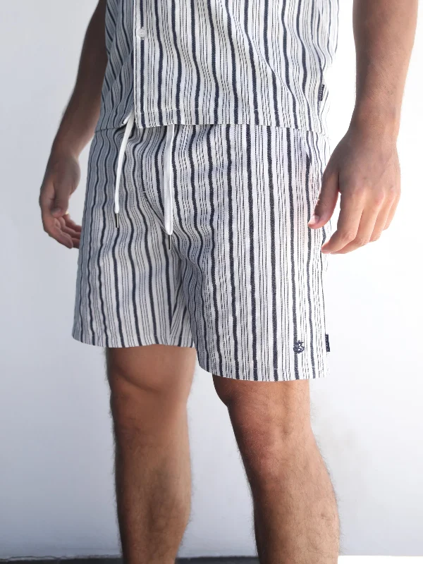 Rugby Shorts-Assisi Stripe Shorts - Navy