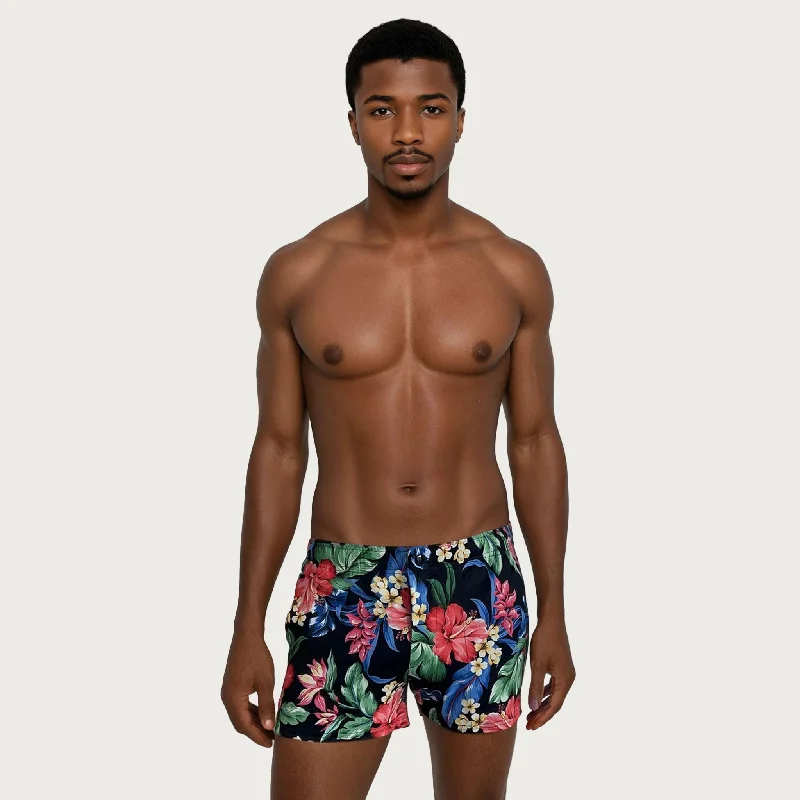 Gym Shorts-Mod Swim Shorts - Hawaiin Design - Shorter Length