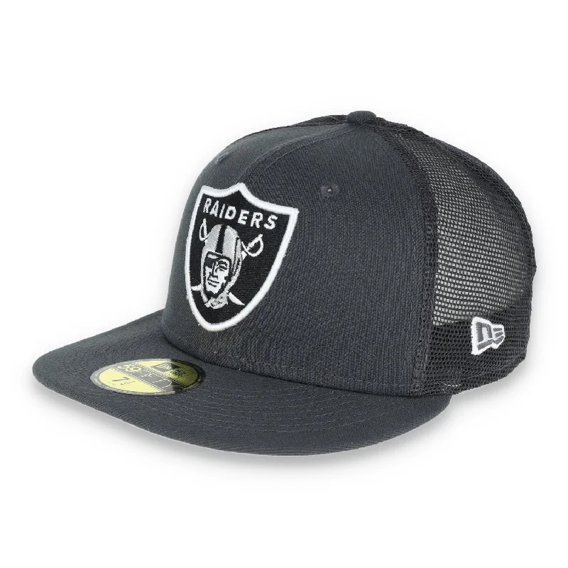 Streetwear Hat-New Era Las Vegas Raiders Shield 59Fifty Fitted Hat-Grey/Mesh