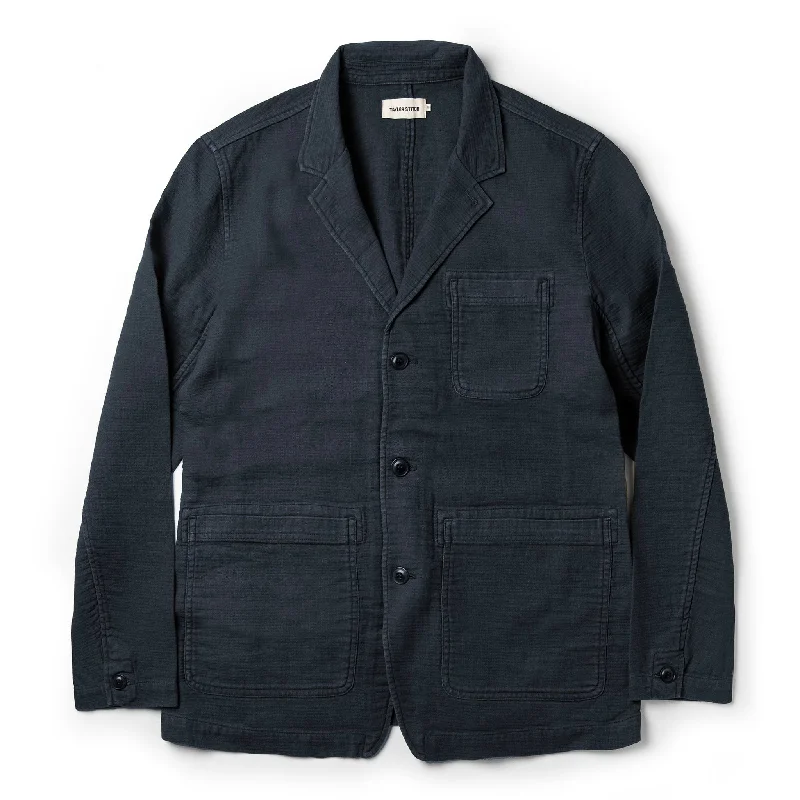 Minimalist Jacket-The Emerson Jacket in Navy Double Cloth