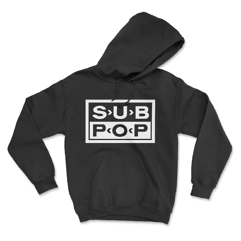 Two-Tone Hoodie-Sub Pop Logo Black Pullover Hoodie Sweatshirt