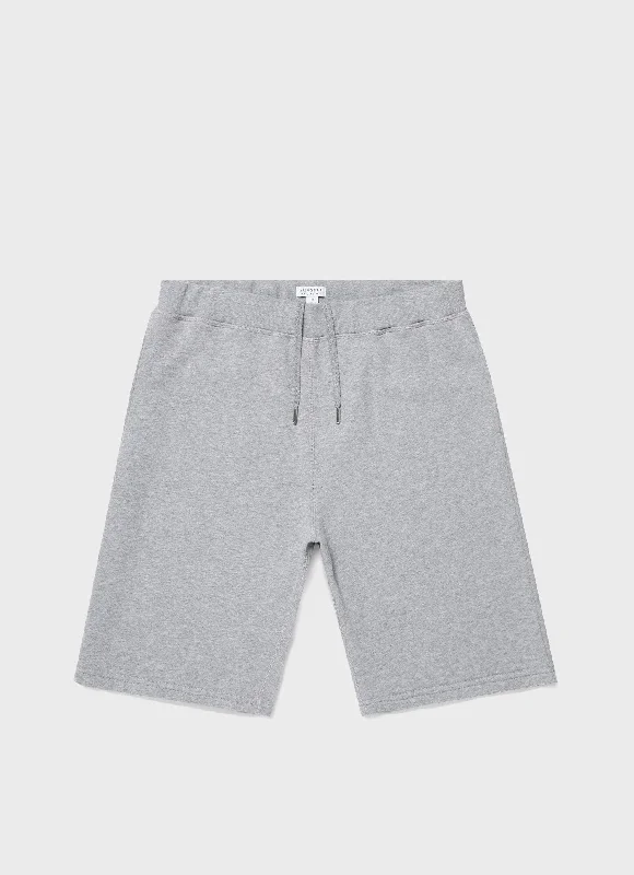 Drawstring Shorts-Men's Loopback Shorts in Grey Melange