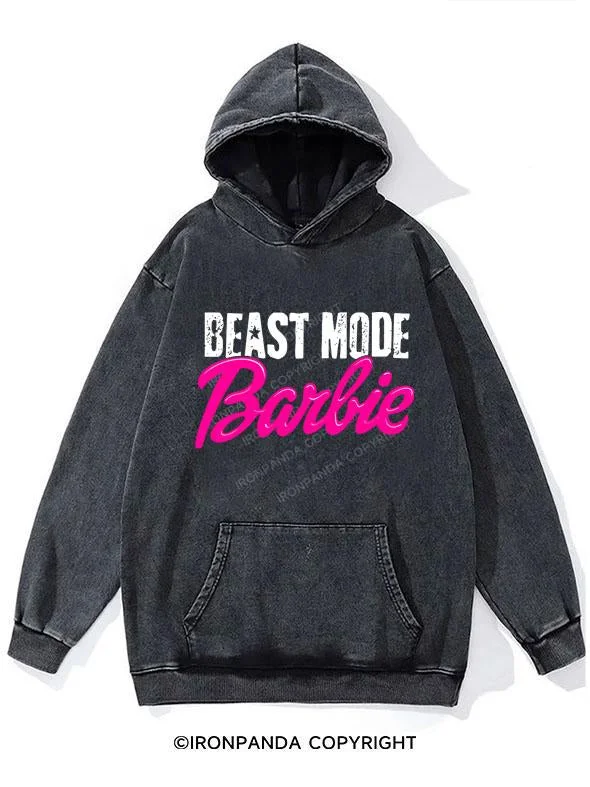 Reflective Hoodie-BEAST MODE BARBIE WASHED GYM HOODIE