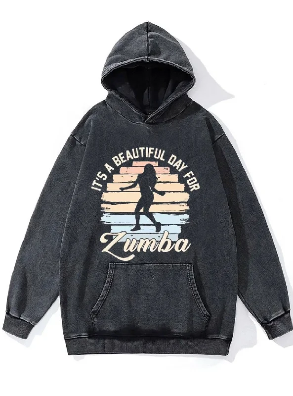 Waterproof Hoodie-It's A Beautiful Day Zumba Washed Gym Hoodie