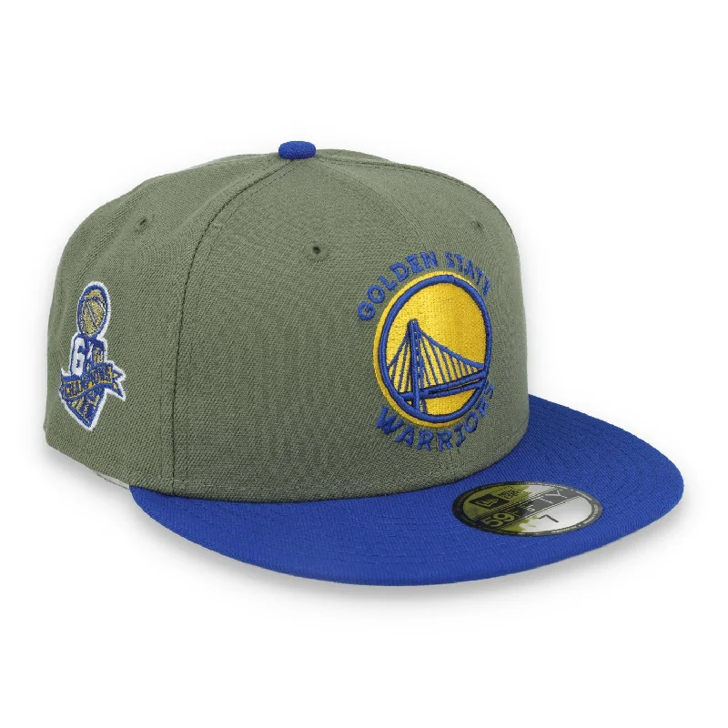 Music Hat-New Era Golden State Warriors 6X Champs 59FIFTY Fitted Hat- Olive Green