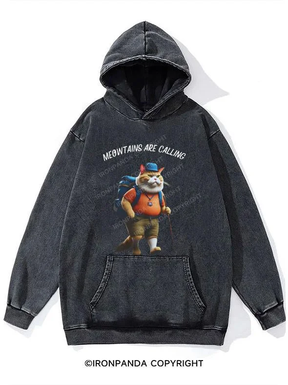 Superhero Hoodie-Mewtains Are Calling Washed Gym Hoodie