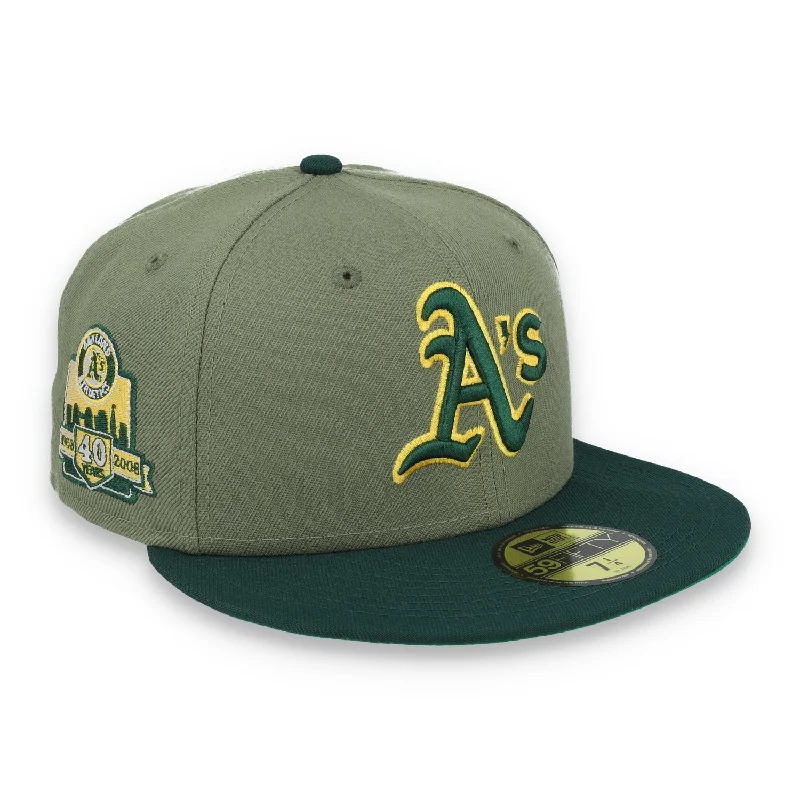 Camouflage Hat-New Era Oakland Athletics 40th Anniversary Side Patch 59FIFTY Fitted Hat- Olive Green