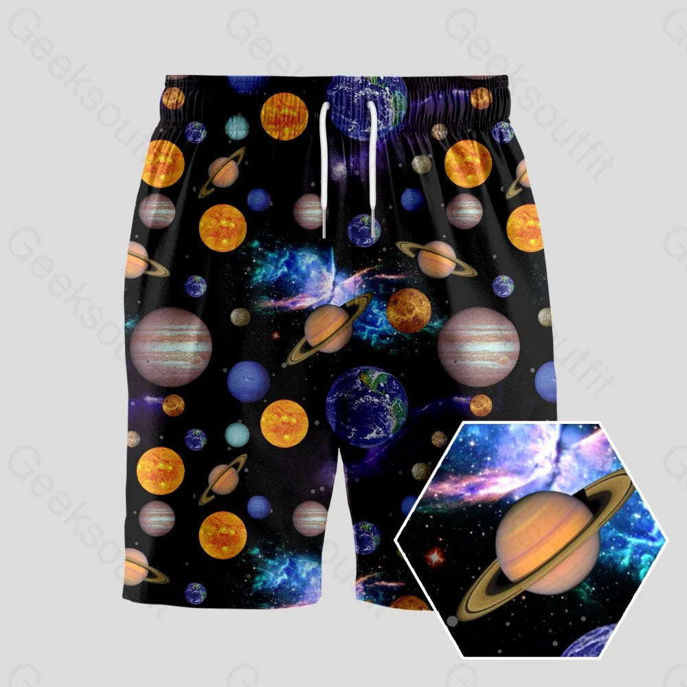 Golf Shorts-Out of this World Camp Geeky Drawstring Shorts