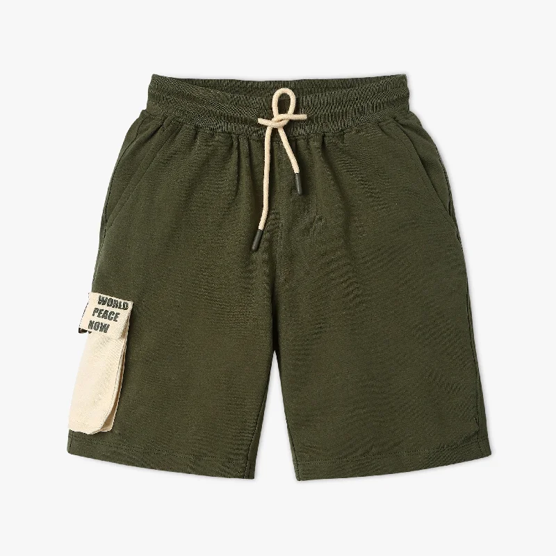 Chino Shorts-Boys Regular Fit Solid Mid Rise Shorts