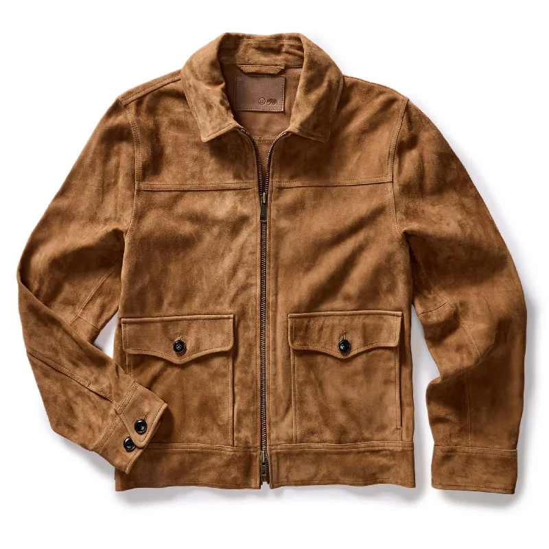 Snap Button Jacket-The James Jacket in Vintage Tan Suede