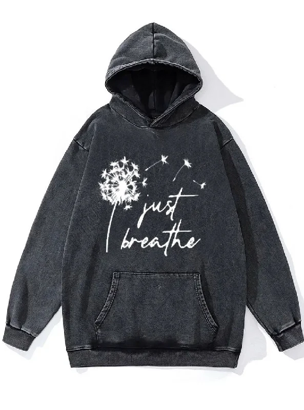 Oversized Hoodie-Just Breathe Washed Gym Hoodie