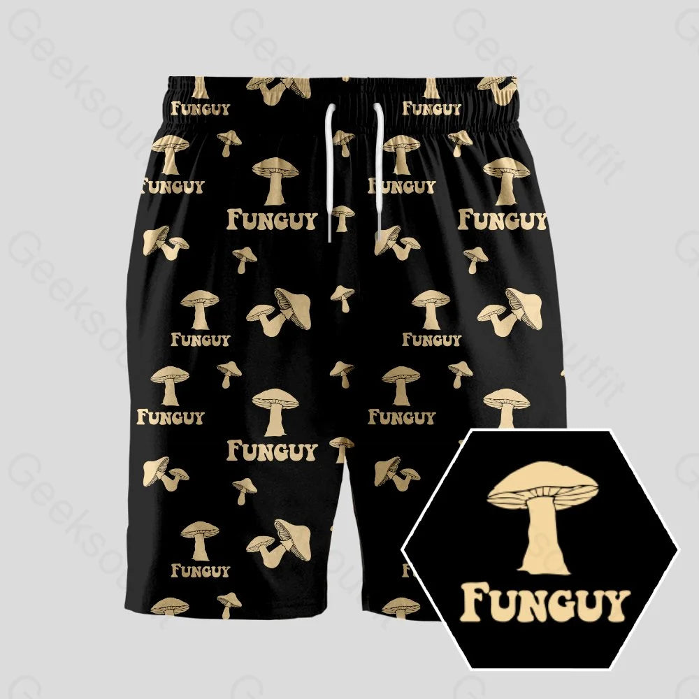 Tennis Shorts-Fungi Funguy Black Geeky Drawstring Shorts