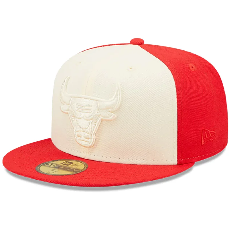 Windproof Hat-NEW ERA CHICAGO BULLS TONAL 2-TONE 59FIFTY FITTED HAT -RED/CREAM