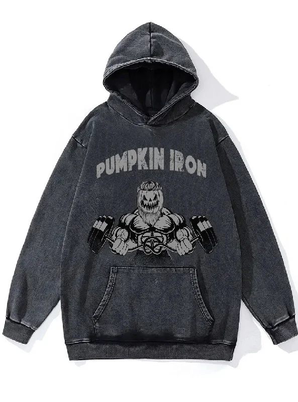 Hooded Sweatshirt-Pumkin Iron Washed Gym Hoodie