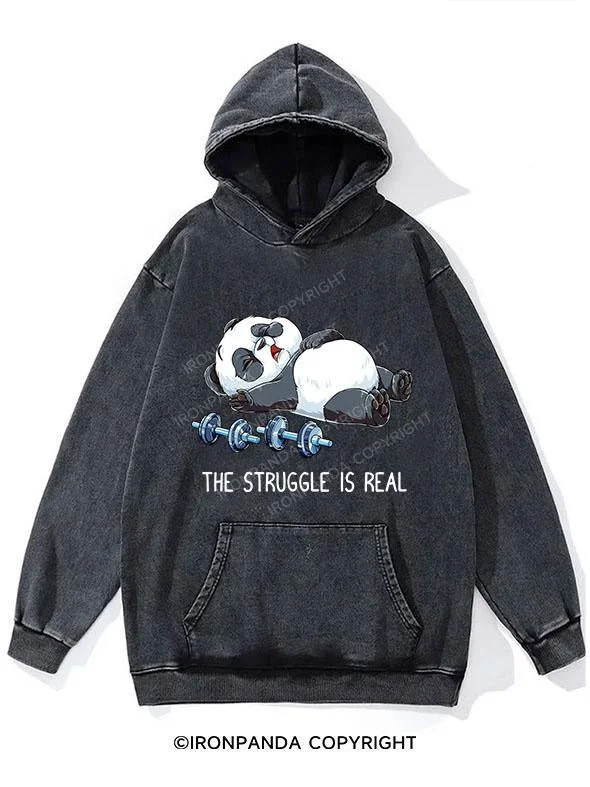 Zip-Up Hoodie-THE STRUGGLE IS REAL WASHED GYM HOODIE