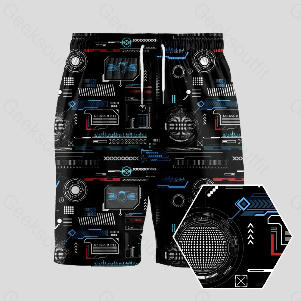 Rugby Shorts-Geeksoutfit Exclusive Special Cyberpunk Geeky Drawstring Shorts