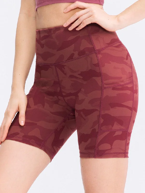 Minimalist Shorts-Pocket Stretch Quick-dry Red Yoga Shorts