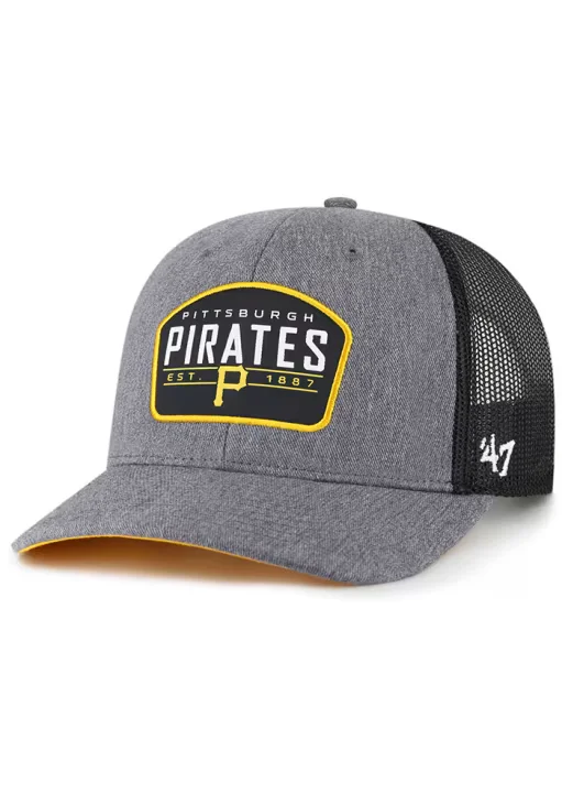 Plaid Hat-' 47 BRAND PITTSBURGH PIRATES SLATE '47 TRUCKER ADJUSTABLE HAT