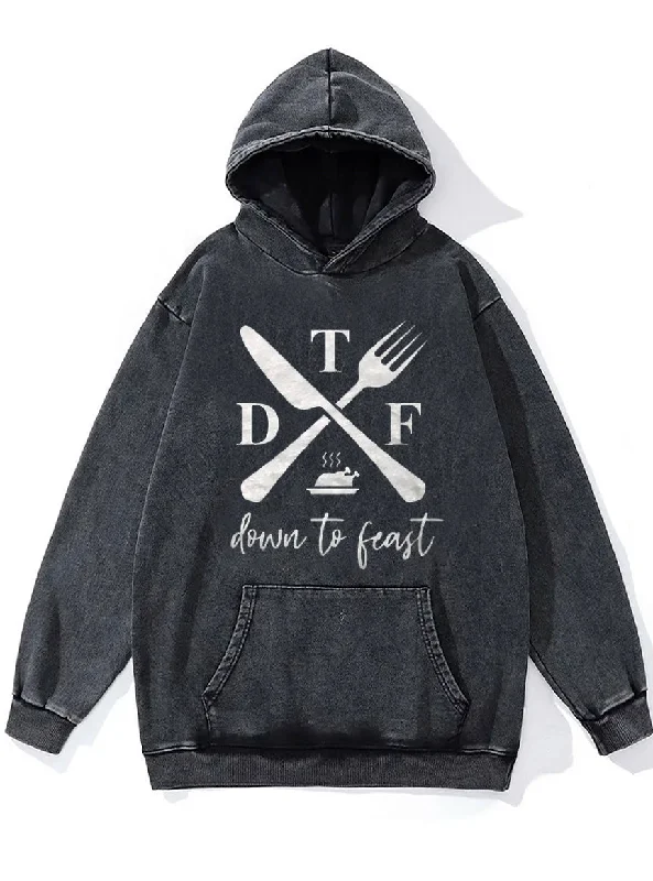 Camping Hoodie-DTF Down To Feast Washed Gym Hoodie