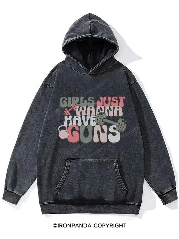 Patchwork Hoodie-girls just wanna have guns WASHED GYM HOODIE