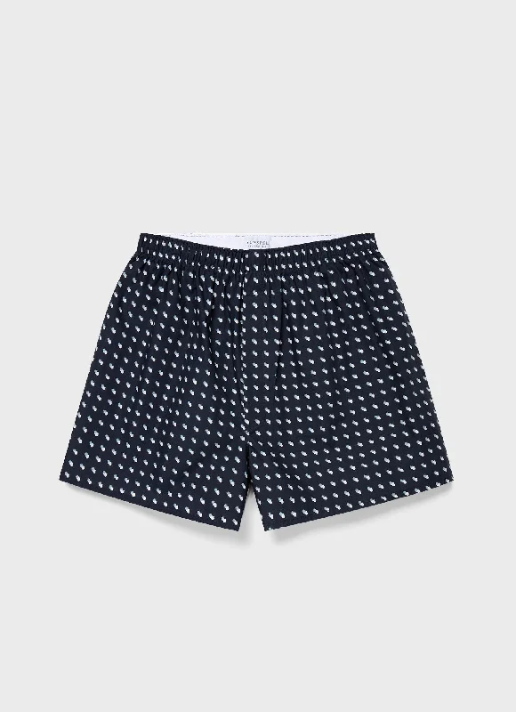 Graphic Shorts-Men's Classic Boxer Shorts in Navy Sun & Clouds