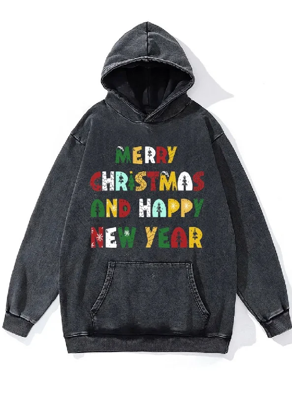 Gym Hoodie-Merry Chrismas and Happy New Year WASHED GYM HOODIE