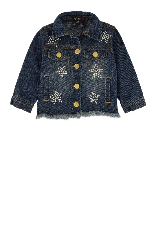 Racing Jacket-Baby Girls 12-24M Star Rhinestone Jean Jacket