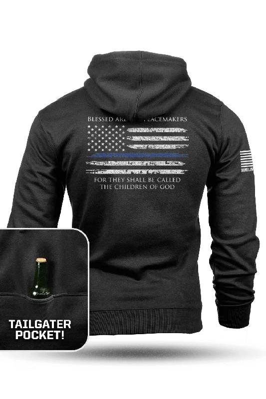 Cropped Hoodie-Thin Blue Line - Tailgater Hoodie