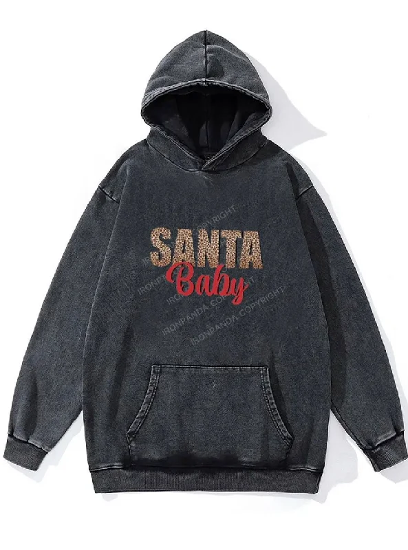 Tiger Hoodie-Santa Baby Washed Gym Hoodie