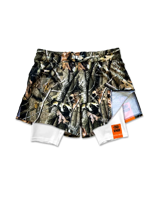 Relaxed Fit Shorts-Real Camo 2-in-1 Fight Shorts